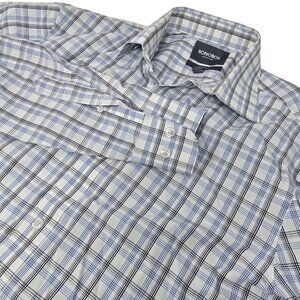 Bonobos Button Up Dress Shirt Size 15.5 Men's White Blue Gray Plaid Long‎ Sleeve